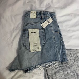 Rollas Mirage High Rise Loose Denim Jean Shorts